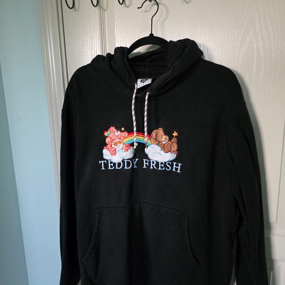 Teddy Fresh Black Hoodie with Rainbow Bears